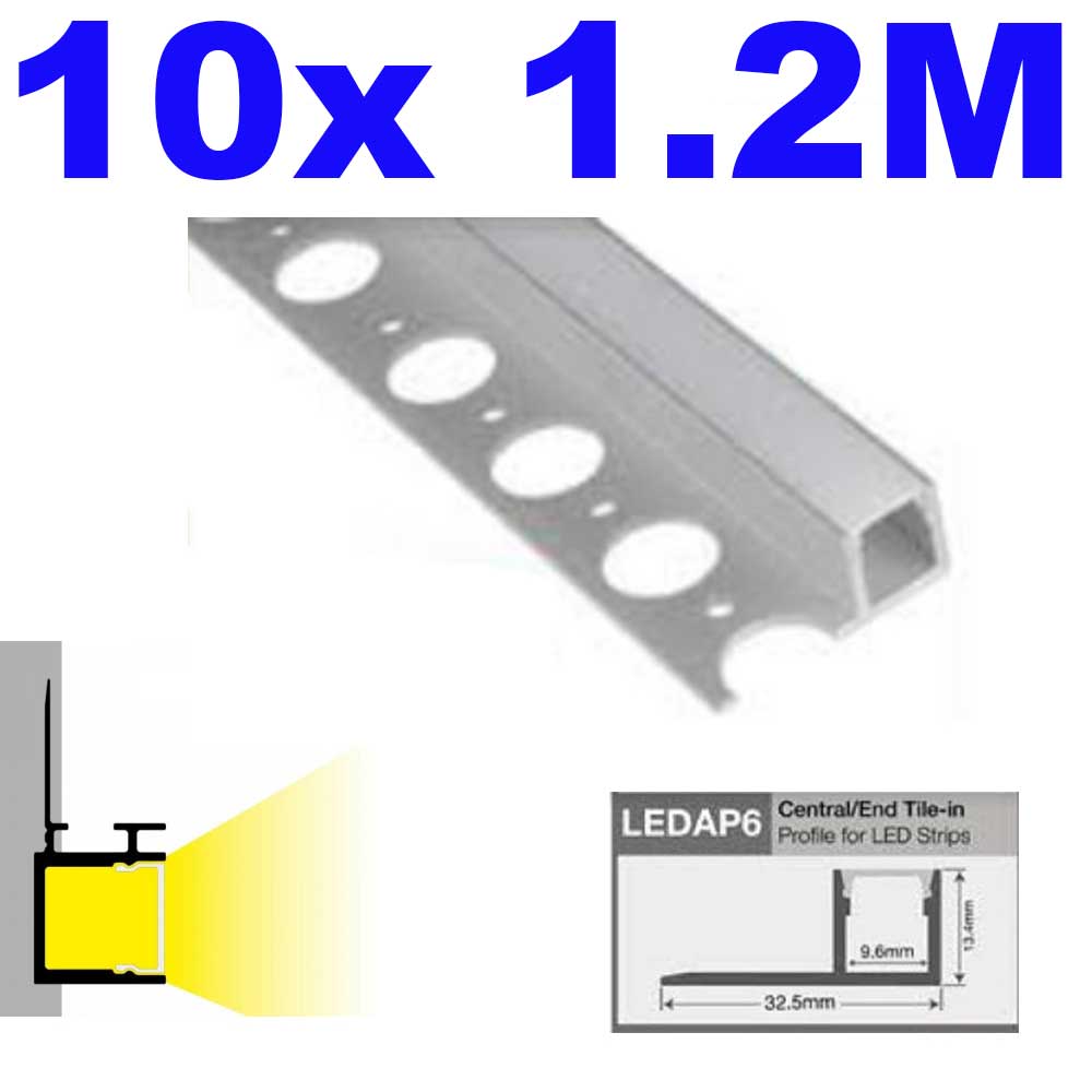 Emco 10x 1.2M Recessed Ceiling Drywall Plaster In Central End Tile Corner Extrusion LED Strip Profile