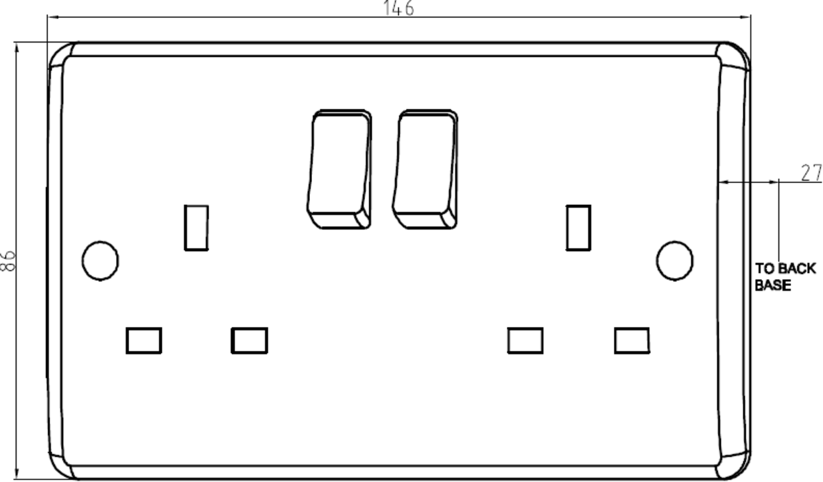 Knightsbridge Curved Edge White Plastic 13A 2G Wall Socket Switched, Unswitched, USB Charger Range