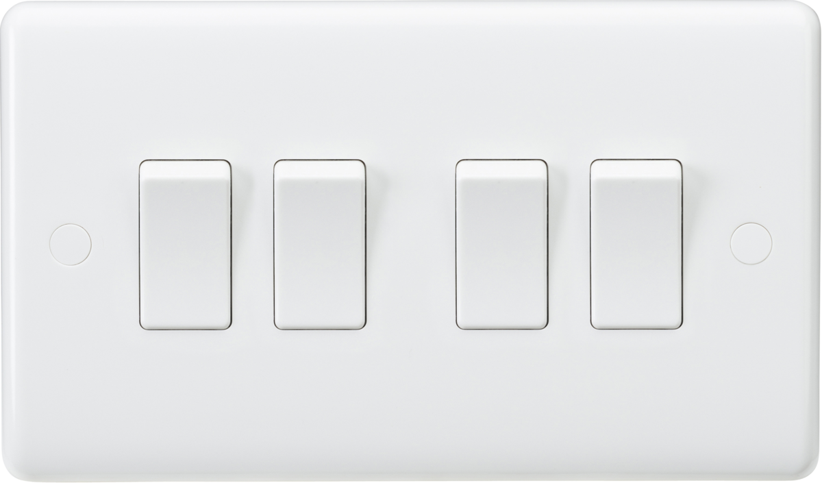 Knightsbridge Curved Edge White Plastic 10AX Wall Light Switch Range