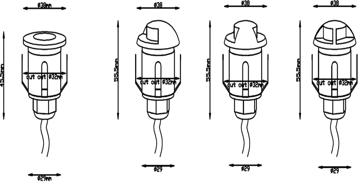 Knightsbridge 230V IP65 0.6W LED Mini Ground Light comes with Three Interchangeable Heads