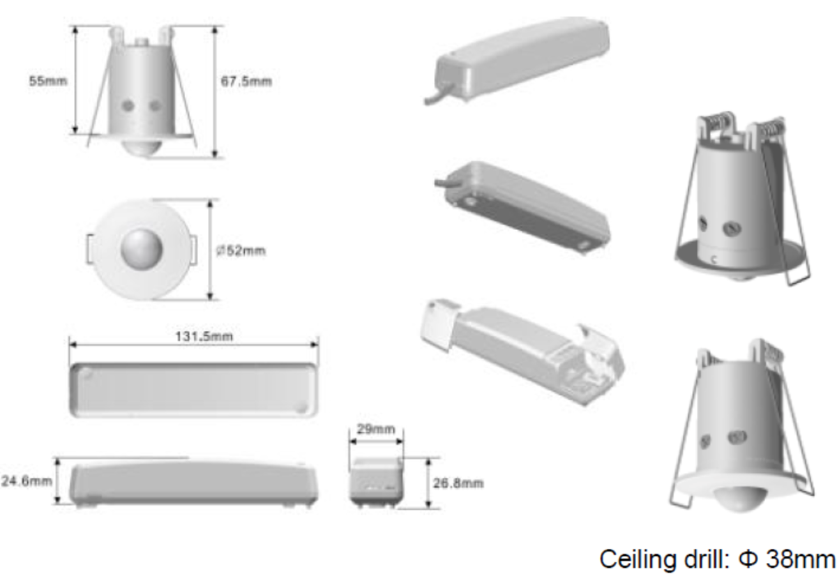 Knightsbridge IP20 Mini 360° PIR Sensor with Power Module - Recess Mounting