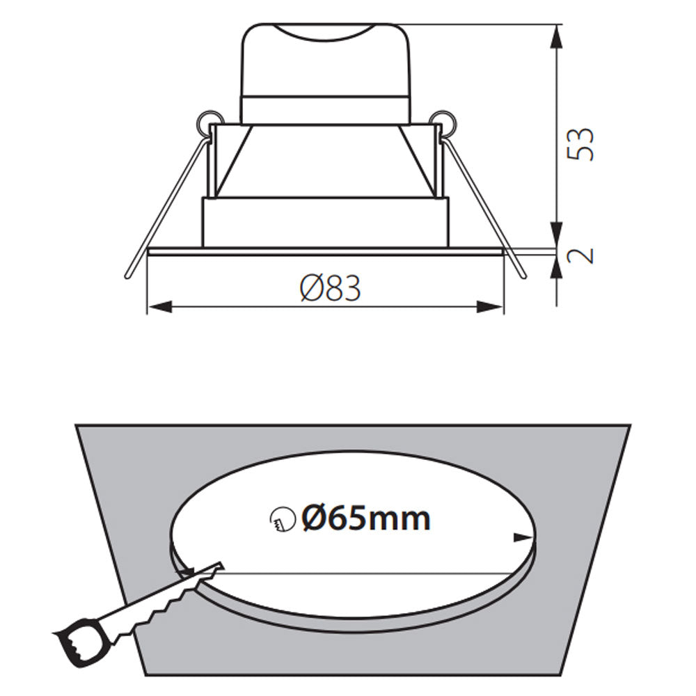 Kanlux IVIAN 4W LED Ceiling Recessed Downlight IP44 Bathroom Round Light 240V