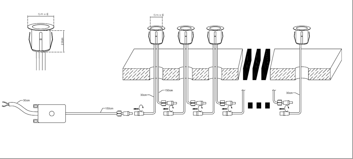 Knightsbridge IP65 230V 10x 0.2w LED Decking Lights Kit