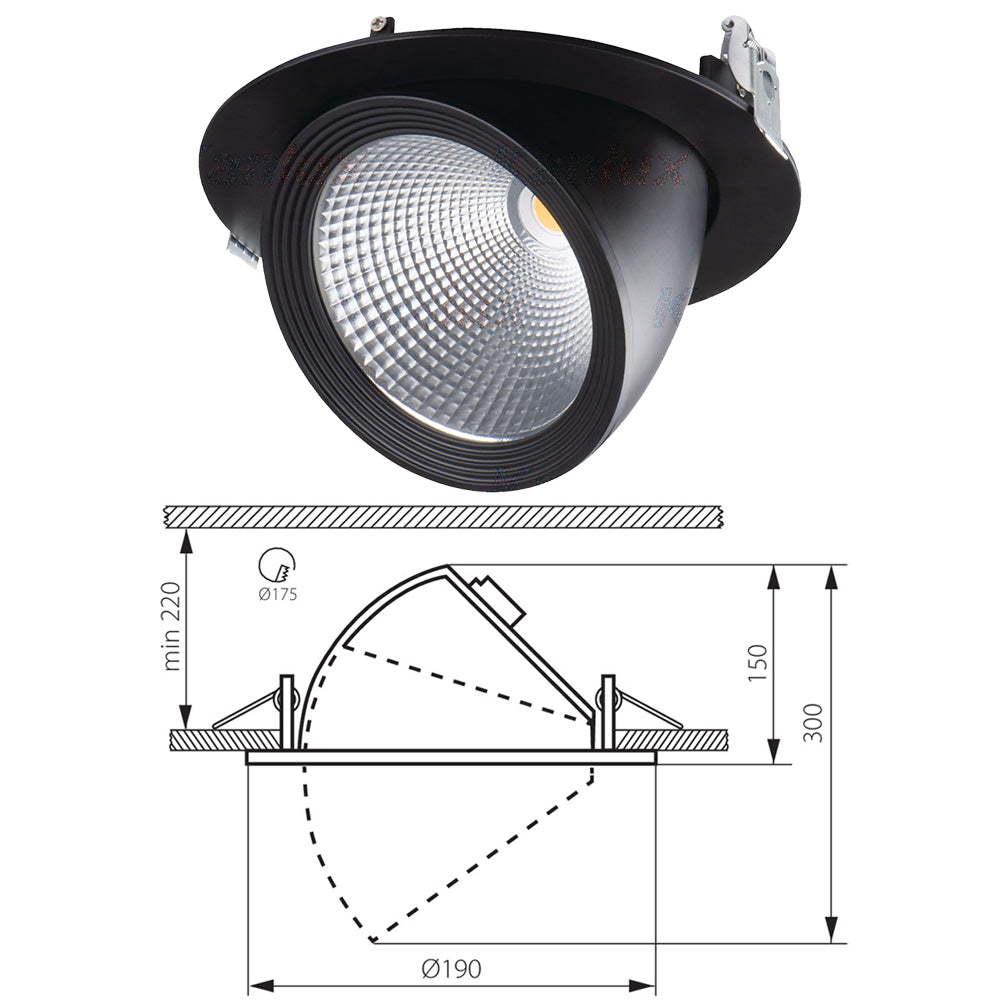 Kanlux HIMA LED Directional Adjustable Scoop Light Recessed Display Commercial Ceiling