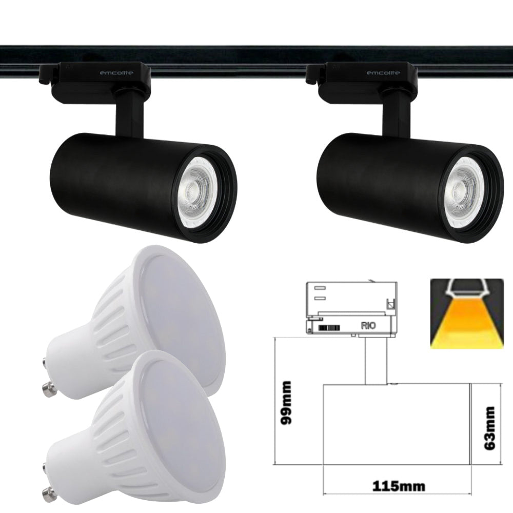 240V - 1M - 5M Meter GU10 5W LED Adjustable Tilt Single Circuit Tracking System Mains Track Light