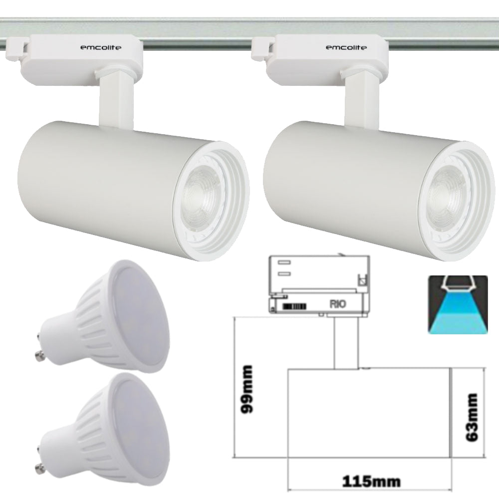 240V - 1M - 5M Meter GU10 5W LED Adjustable Tilt Single Circuit Tracking System Mains Track Light