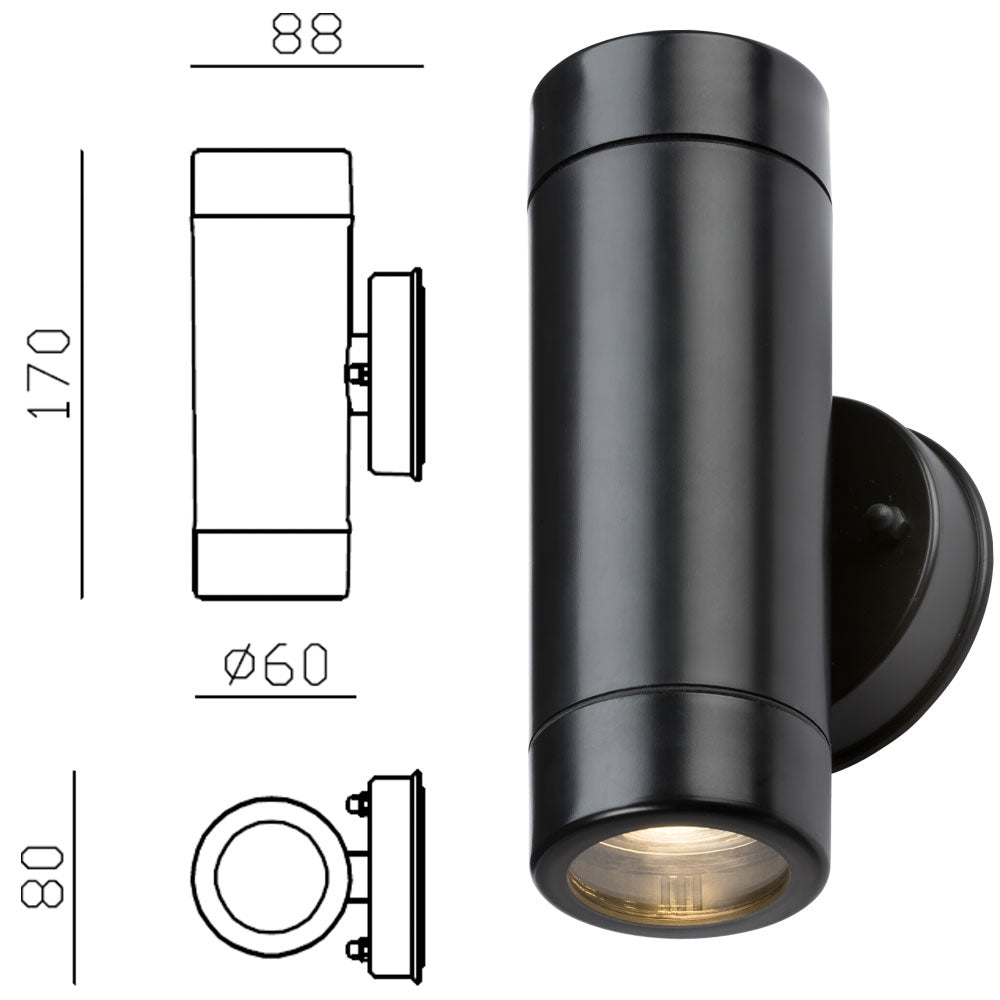 Knightsbridge EAMON 230V IP54 GU10 Polycarbonate Up Down Outdoor Wall Light