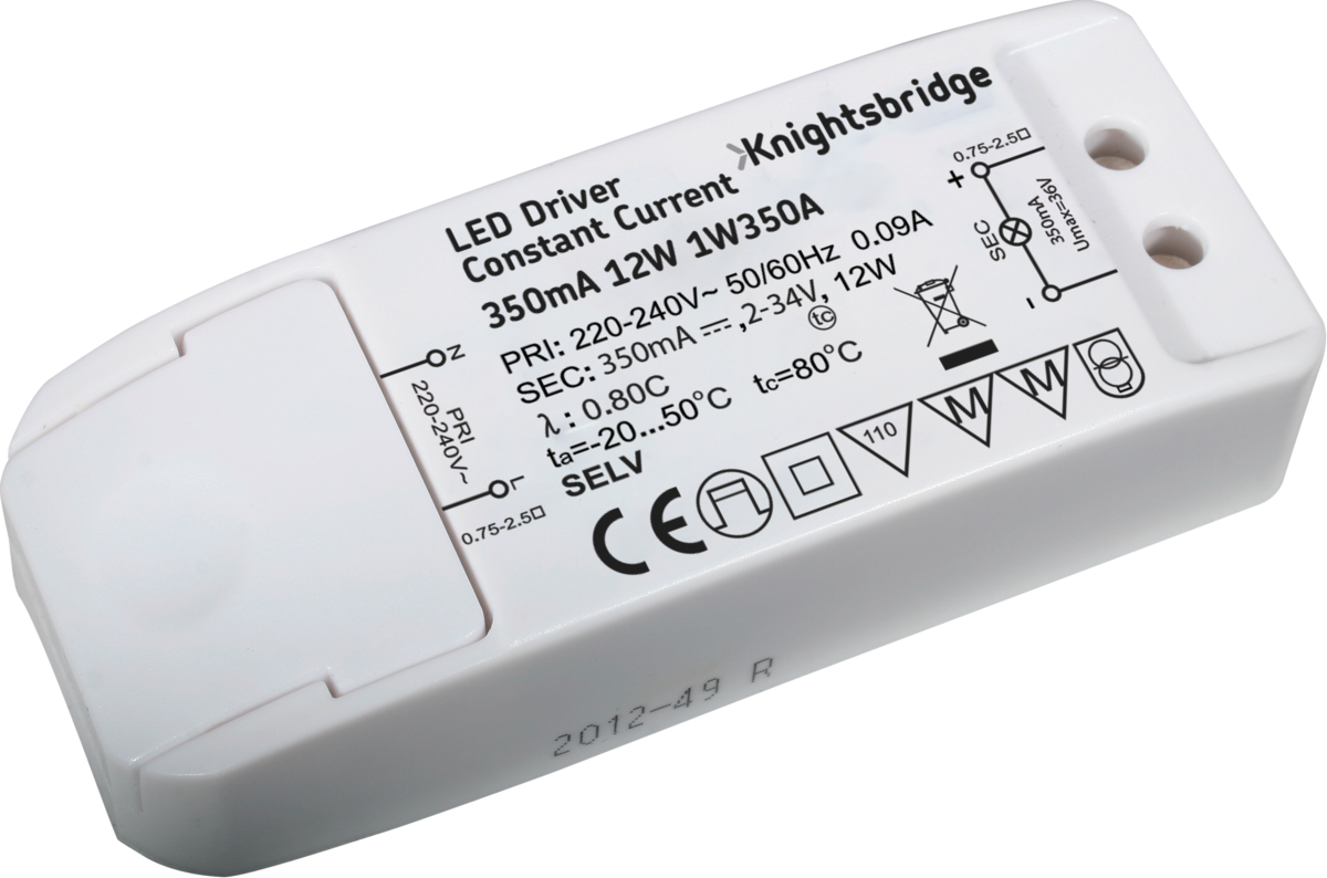 Knightsbridge IP20 2-34V DC 350mA 12W LED Driver Constant Current