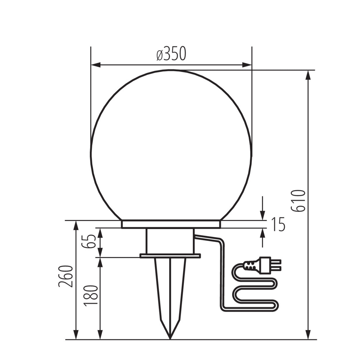 Kanlux IDAVA IP44 Outdoor Garden Ground Spike Round Light Fitting E27 Base Lamp Mains 240V