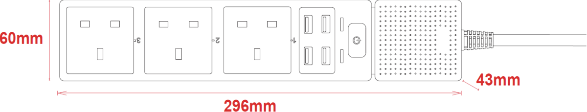 Knightsbridge Smart 3G Surge Protected Extension Lead With Quad USB Charger