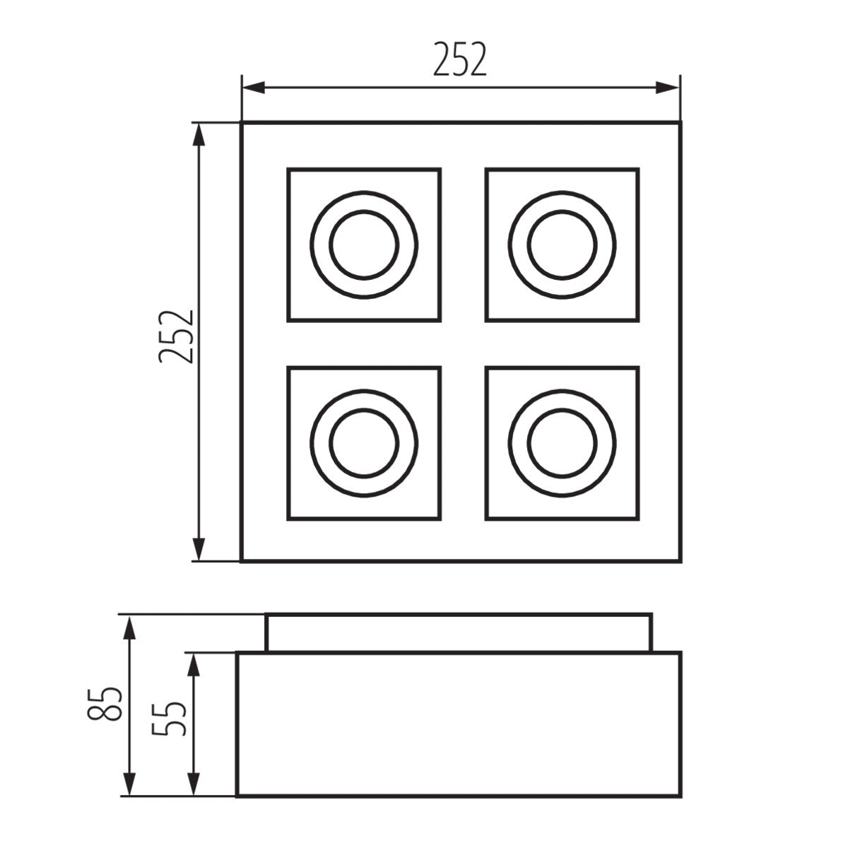 Kanlux STOBI Spot Ceiling Mounted Square Adjustable Tilt Angle GU10 Light Decorative