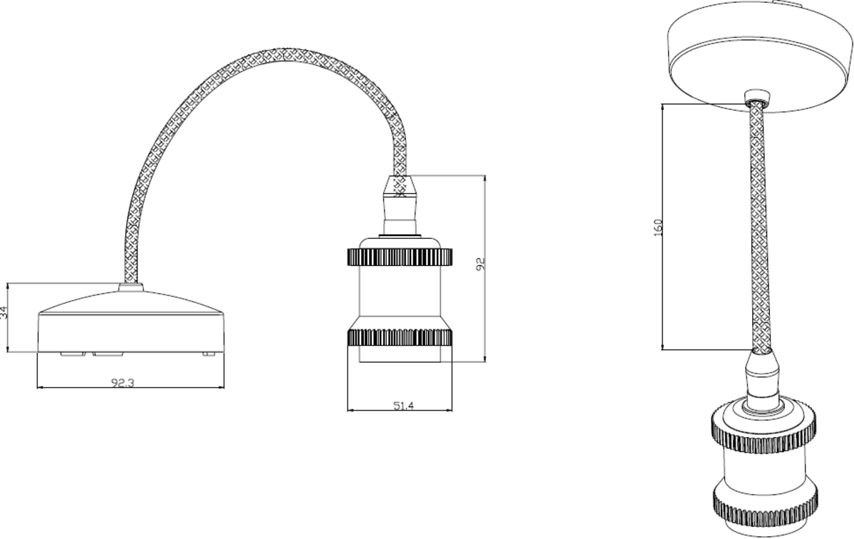 Knightsbridge 6" E27 Vintage Pendant Light Fitting Set