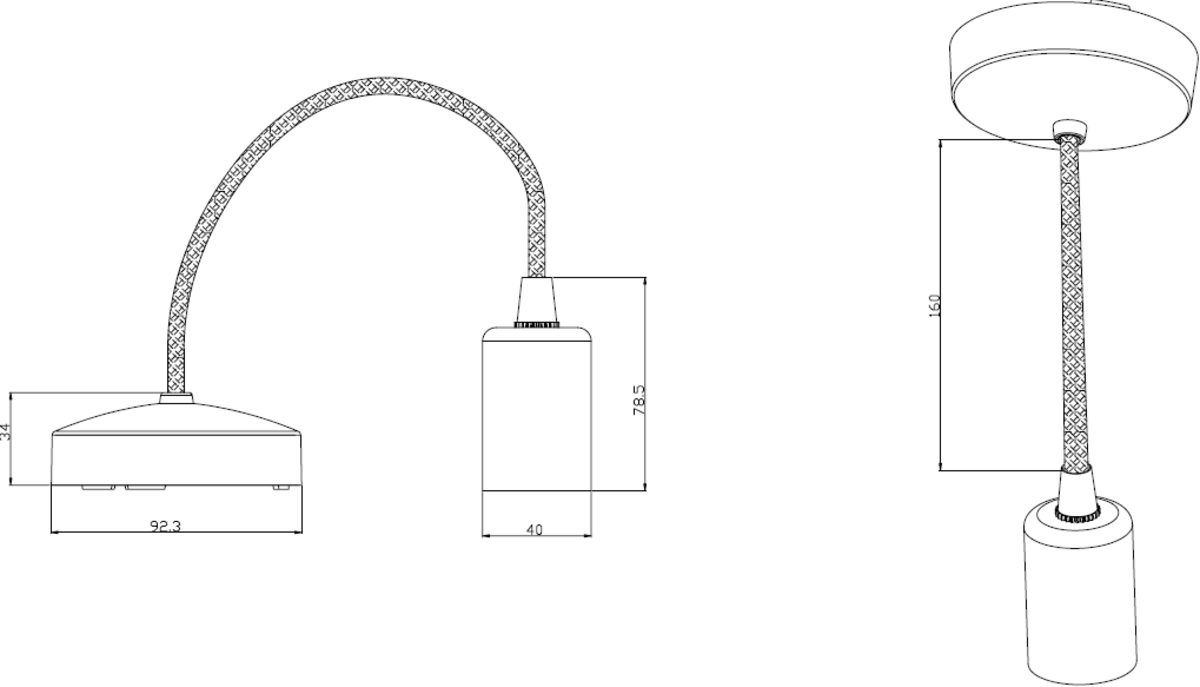 Knightsbridge 6" E27 Contemporary Pendant Set