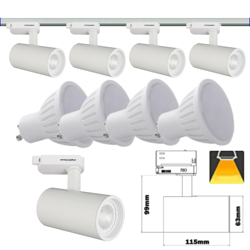 240V - 1M - 5M Meter GU10 5W LED Adjustable Tilt Single Circuit Tracking System Mains Track Light