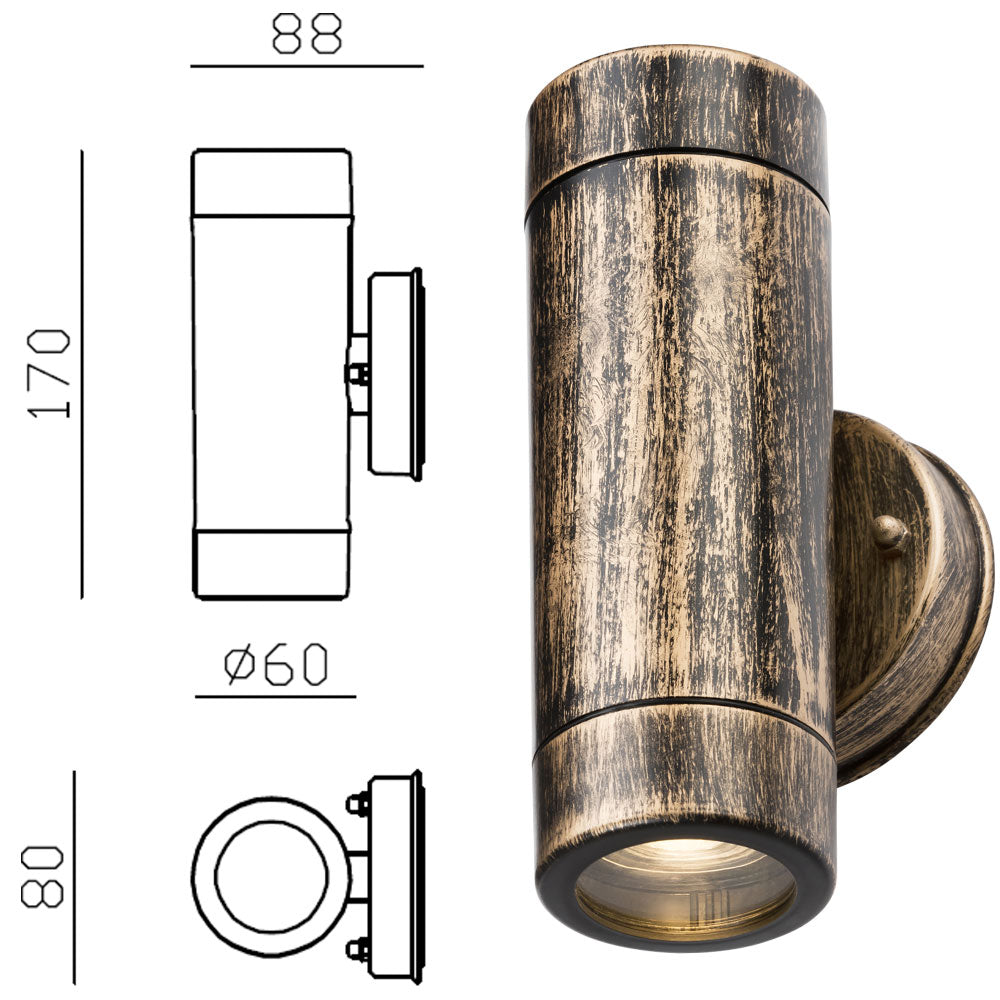 Knightsbridge EAMON 230V IP54 GU10 Polycarbonate Up Down Outdoor Wall Light