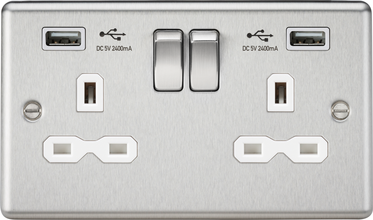 Knightsbridge 13A 2G Switched Socket with Dual USB Charger Port A + A 2.4A