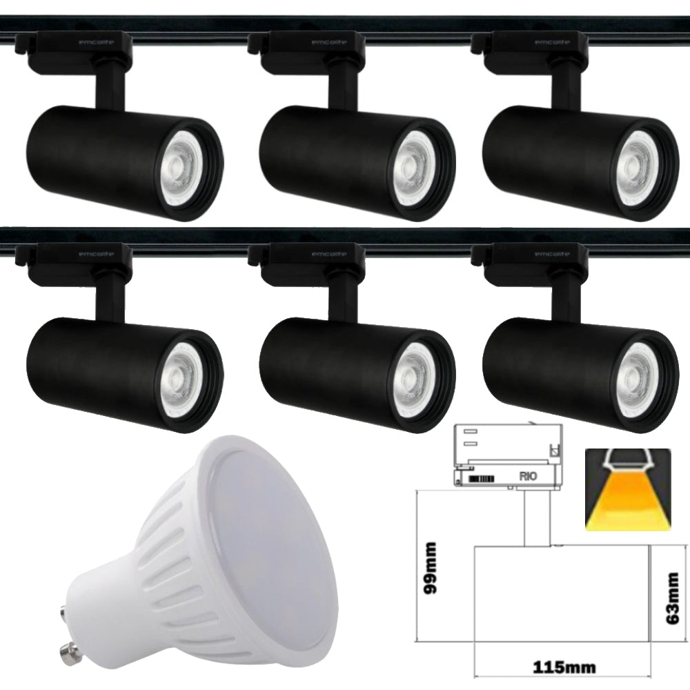 240V - 1M - 5M Meter GU10 5W LED Adjustable Tilt Single Circuit Tracking System Mains Track Light