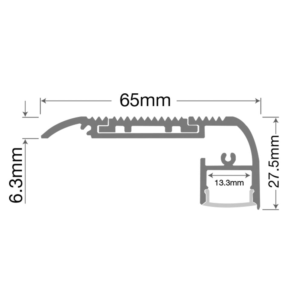 Emco 10x 1M Aluminium Silver Round Edge Anti Slip Stair Nosing Ramp LED Strip Profile