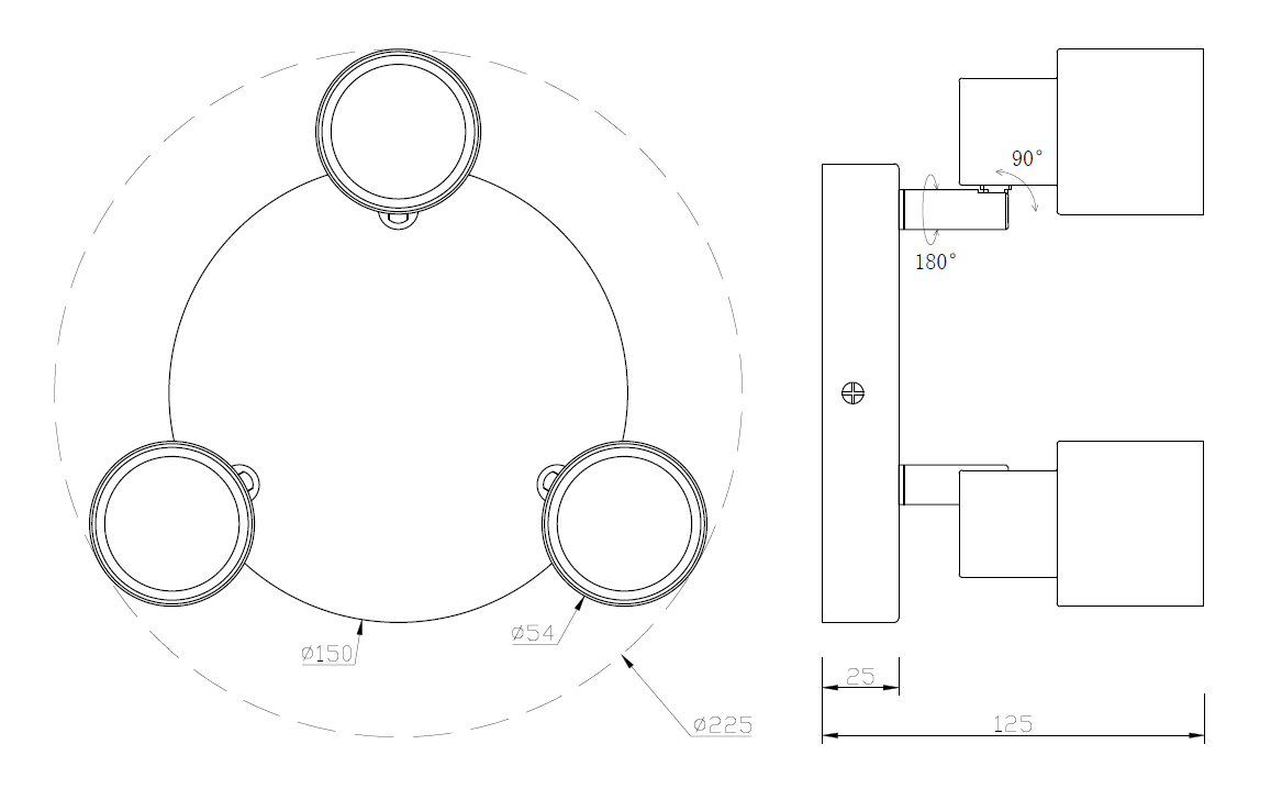 Knightsbridge 230V GU10 Triple Spotlight GU10 LED Ceiling Light Fitting