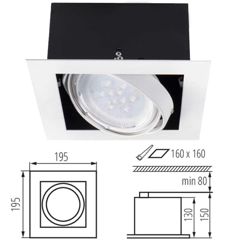 Kanlux MATEO Premium Adjustable Commercial Recessed GU10 LED Downlight Retail Box Spotlight