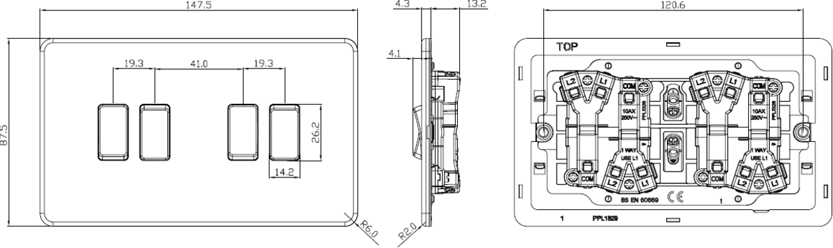 Knightsbridge Screwless 10AX 4G 2 Way Switch