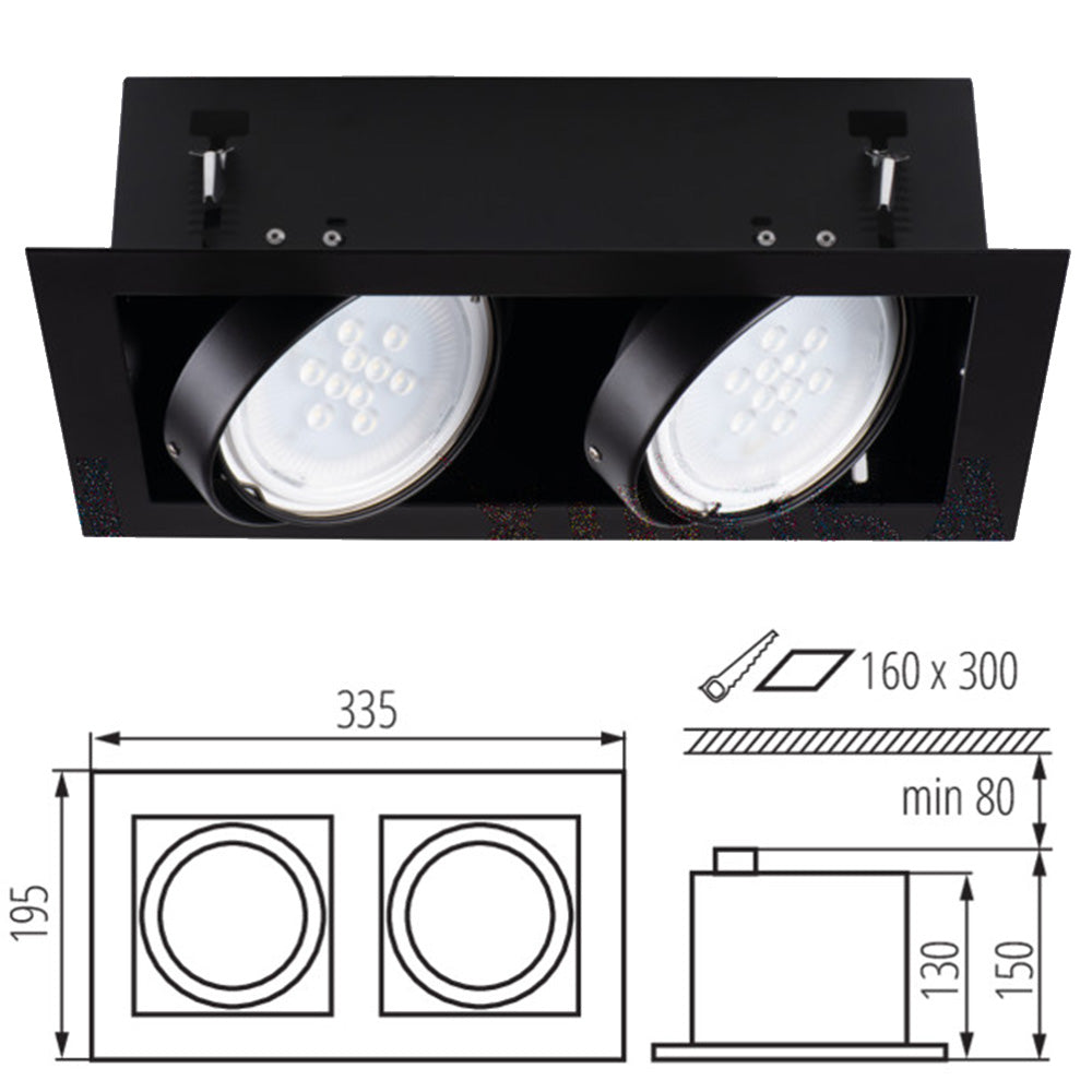 Kanlux MATEO Premium Adjustable Commercial Recessed GU10 LED Downlight Retail Box Spotlight