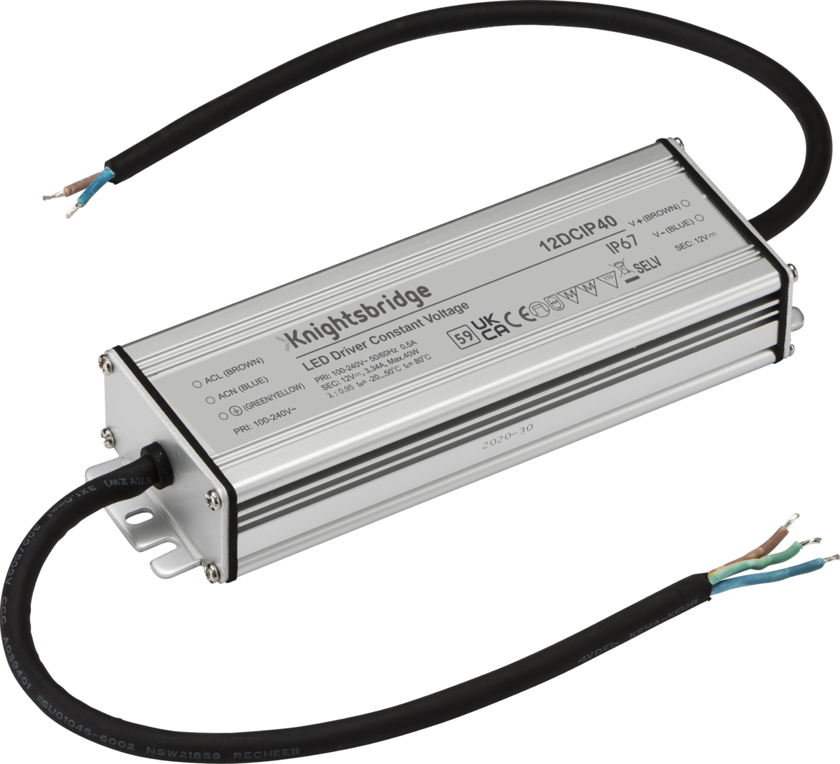 Knightsbridge 12V IP67 40W DC LED Driver Constant Voltage