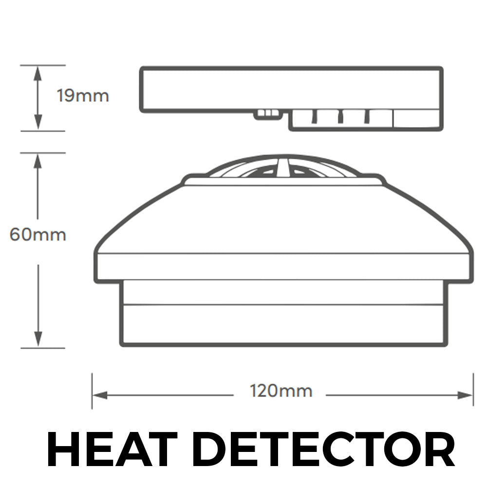 Hispec Interconnectable Fast Fix Mains Smoke, Heat & CO Detector Alarm 9v Battery Backup