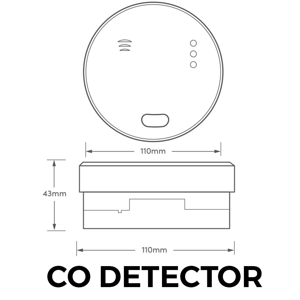 Hispec Interconnectable Fast Fix Mains Smoke, Heat & CO Detector Alarm 9v Battery Backup