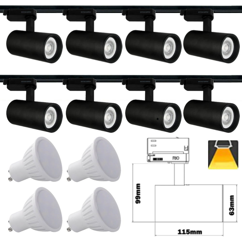 240V - 1M - 5M Meter GU10 5W LED Adjustable Tilt Single Circuit Tracking System Mains Track Light