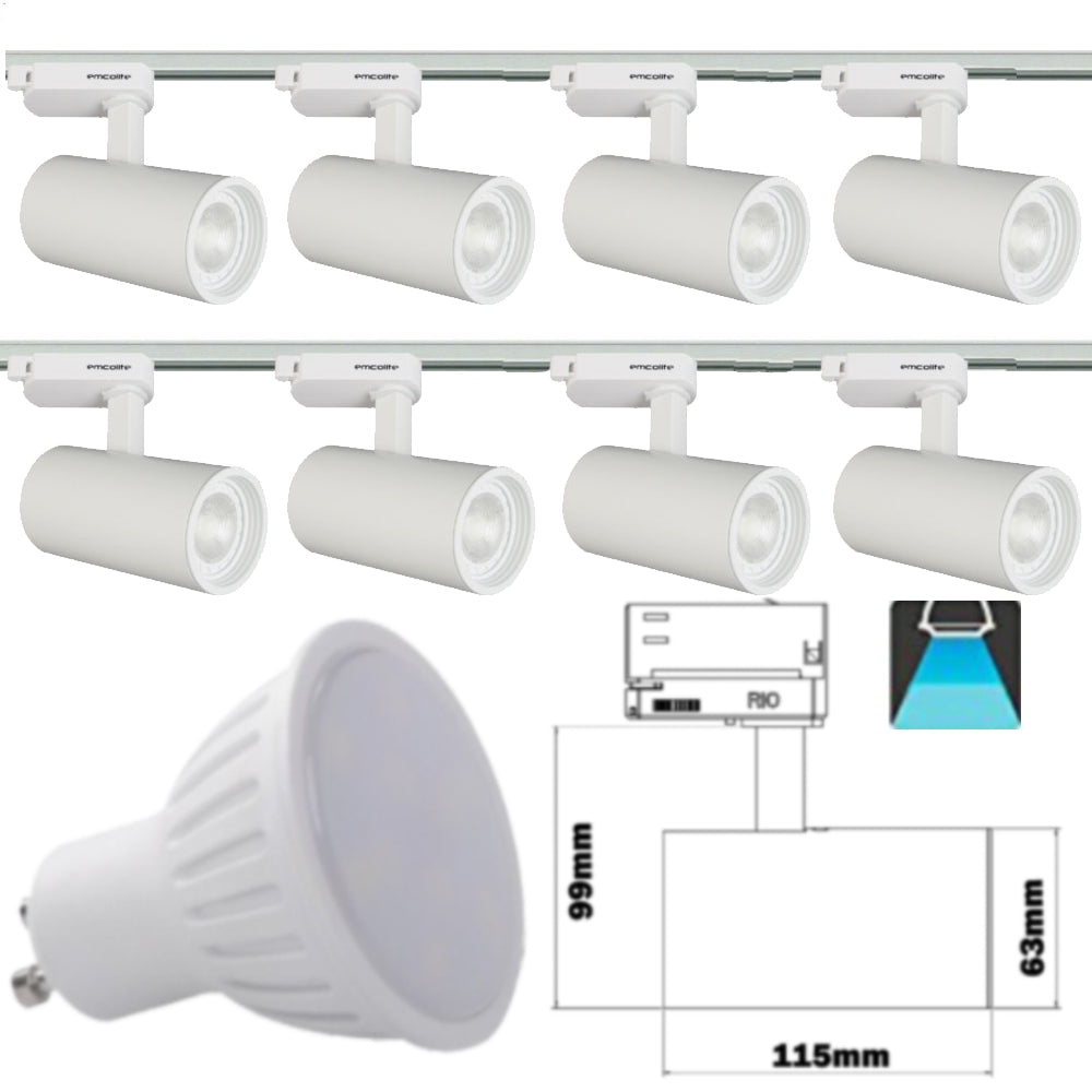 240V - 1M - 5M Meter GU10 5W LED Adjustable Tilt Single Circuit Tracking System Mains Track Light