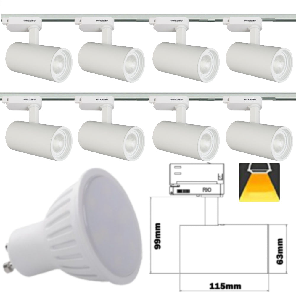 240V - 1M - 5M Meter GU10 5W LED Adjustable Tilt Single Circuit Tracking System Mains Track Light