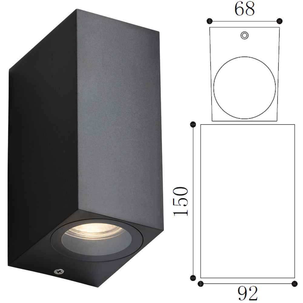 Knightsbridge ALANA 230V IP65 GU10 Polycarbonate Up Down Outdoor Wall Light