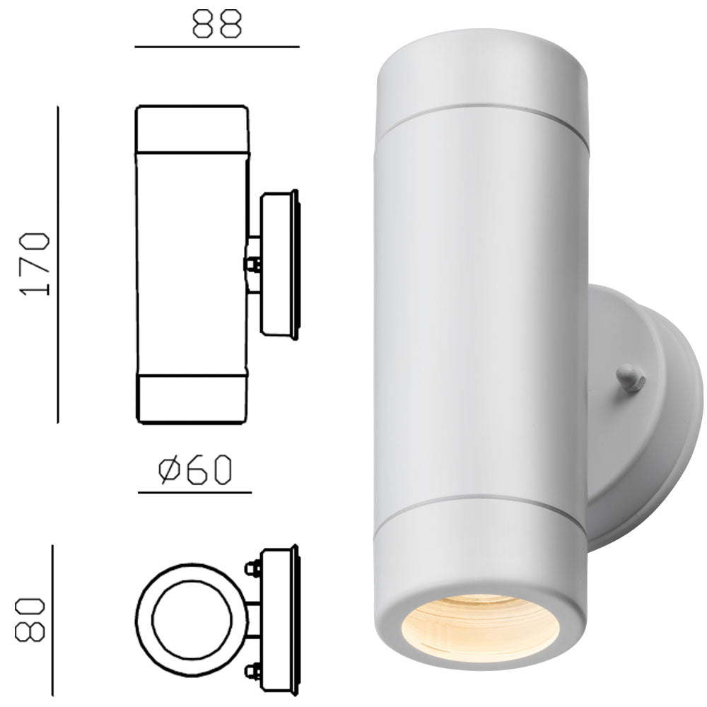 Knightsbridge EAMON 230V IP54 GU10 Polycarbonate Up Down Outdoor Wall Light