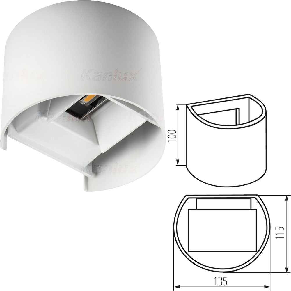 Kanlux REKA 7W IP54 LED Adjustable Wall Mounted Up & Down Angle Light Outdoor