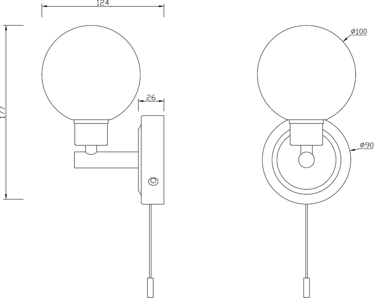 Knightbridge 230V IP44 G9 Single Wall Light with Round Frosted Glass