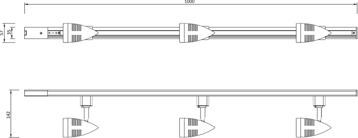 Knightsbridge 1 Metre 3 Spotlight GU10 Adjustable Track Light Kit Single Circuit