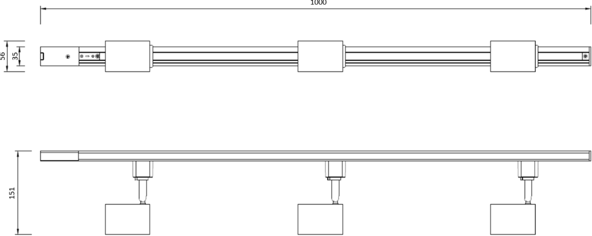 Knightsbridge 1 Metre 3 Adjustable Single Circuit Spotlight Track Light Kit