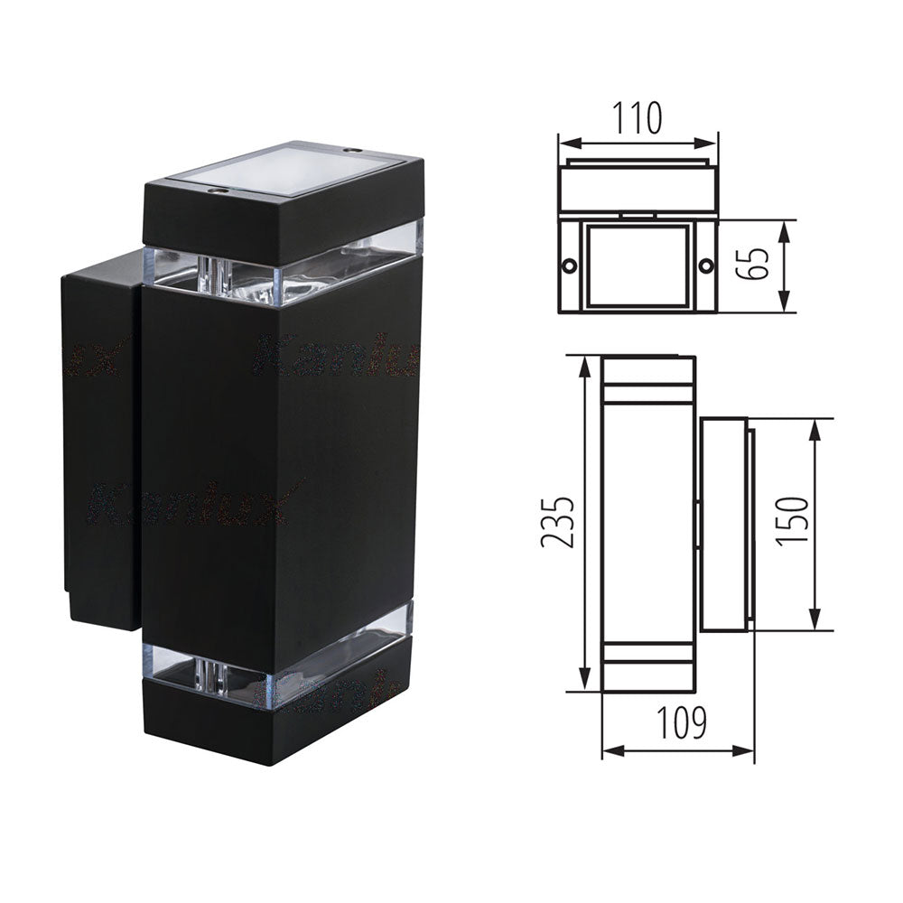 Kanlux ZEW IP44 Modern Up Down GU10 LED Garden Patio Outdoor Wall Washer Light