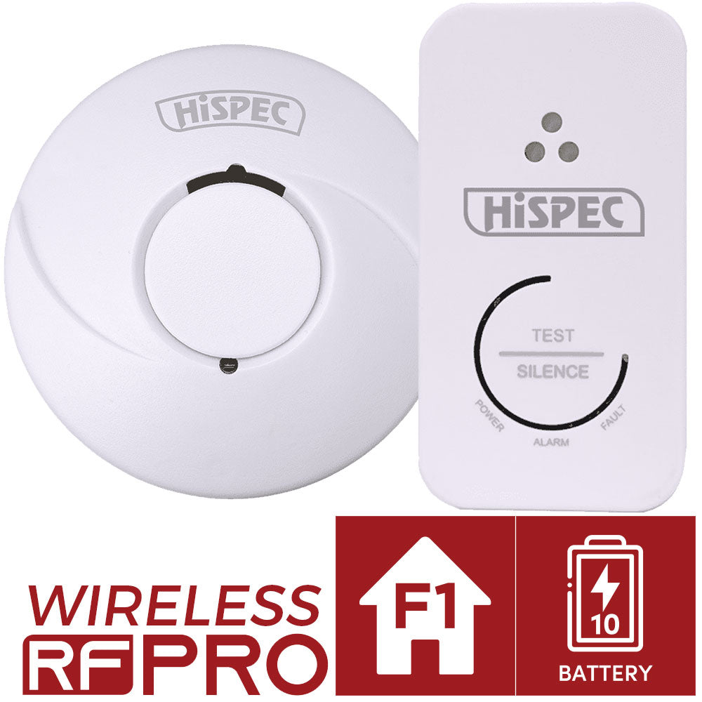 Hispec Radio Frequency Wireless Linkable Smoke, Heat & CO Detector Lithium Battery