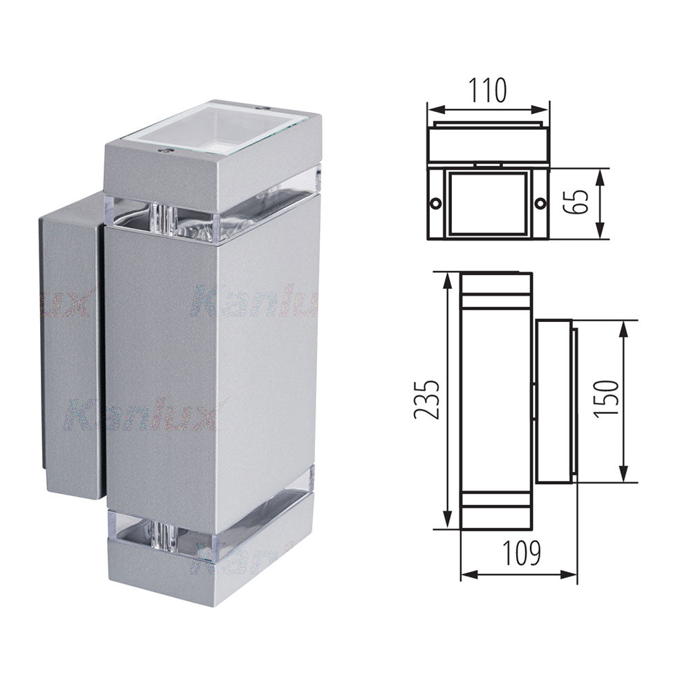 Kanlux ZEW IP44 Modern Up Down GU10 LED Garden Patio Outdoor Wall Washer Light