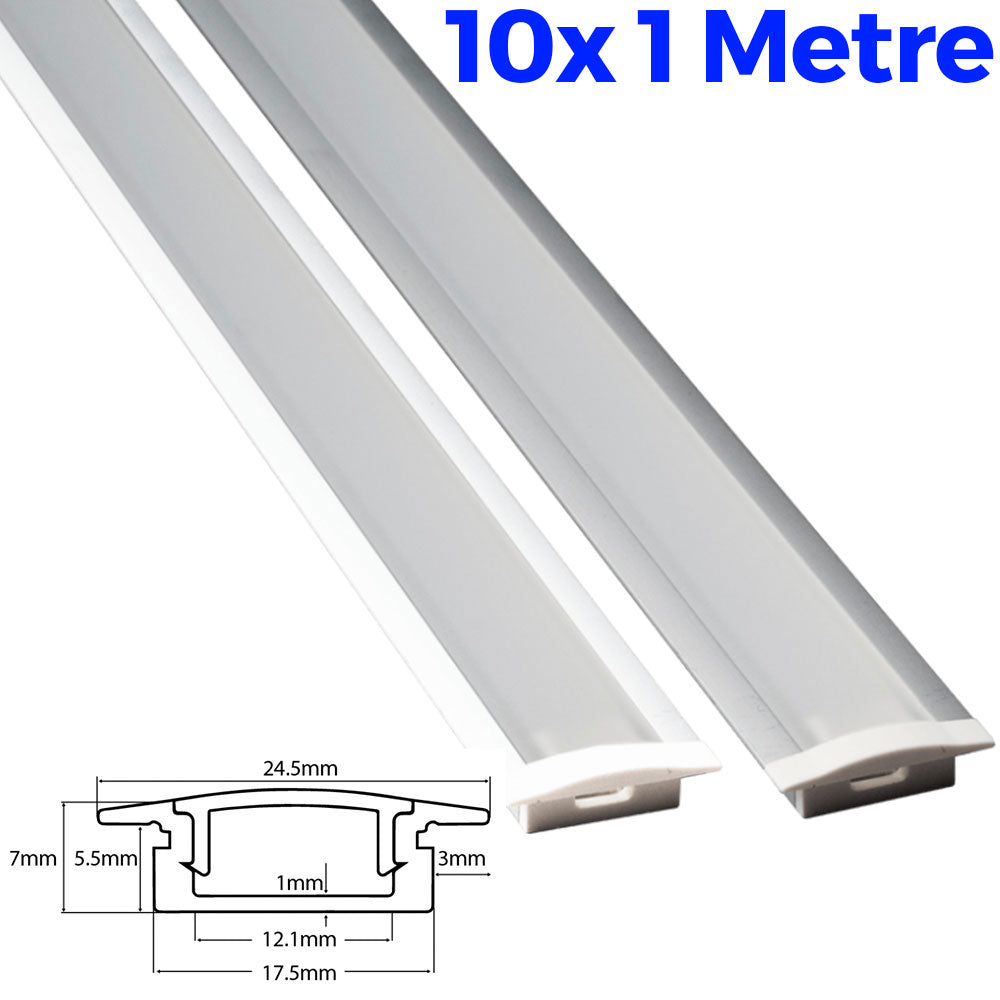 Emco 10x 1M Surface Recessed Corner Stair Table LED Strip Trunking Profile