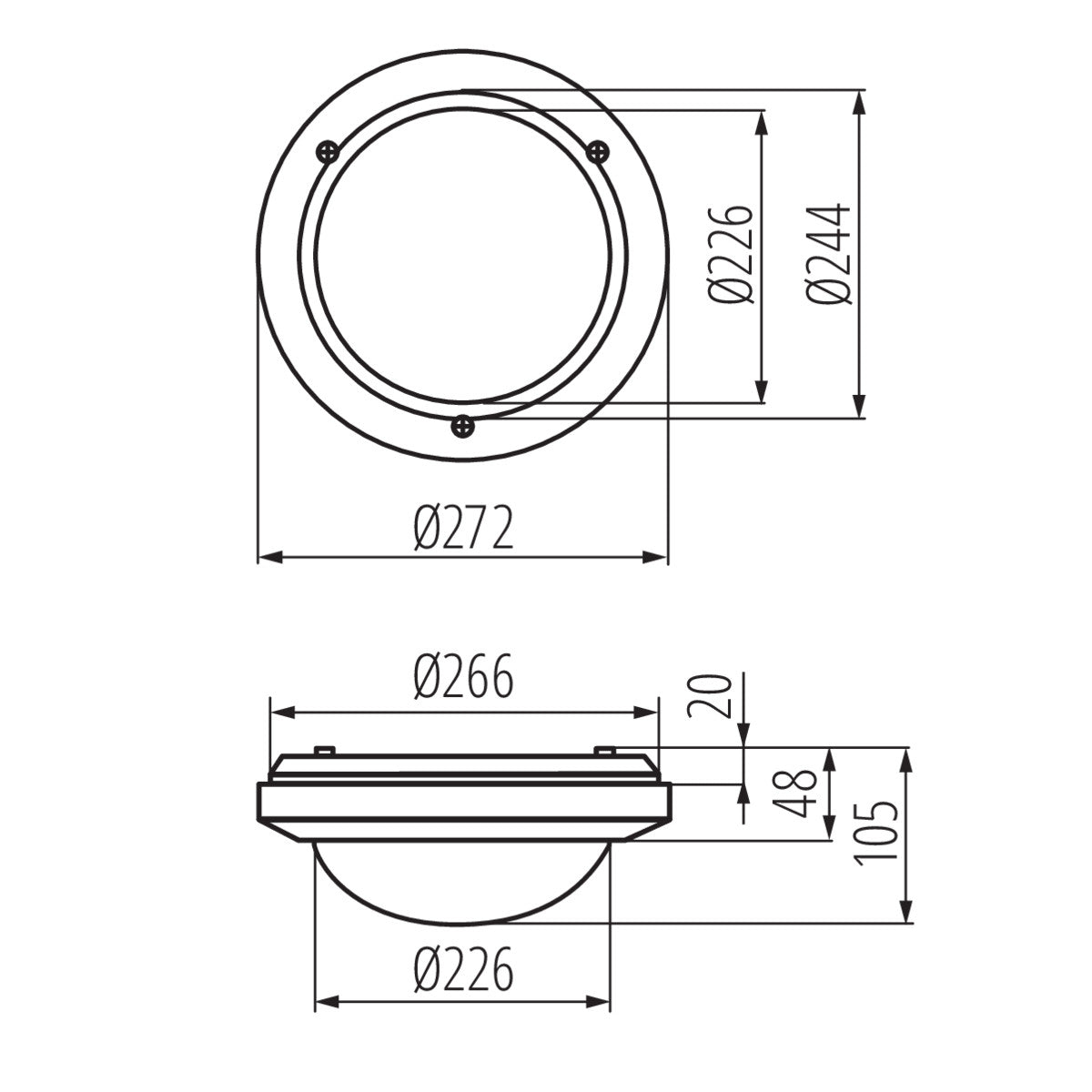 Kanlux MARC E27 Base Outdoor Downlight Hermetic Wall Ceiling Lamp Light IP54