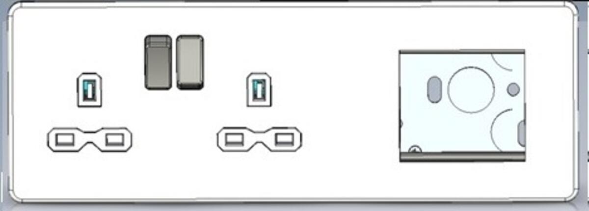 Knightsbridge Screwless 13A 2G DP Socket + 2G Modular Combination Plate