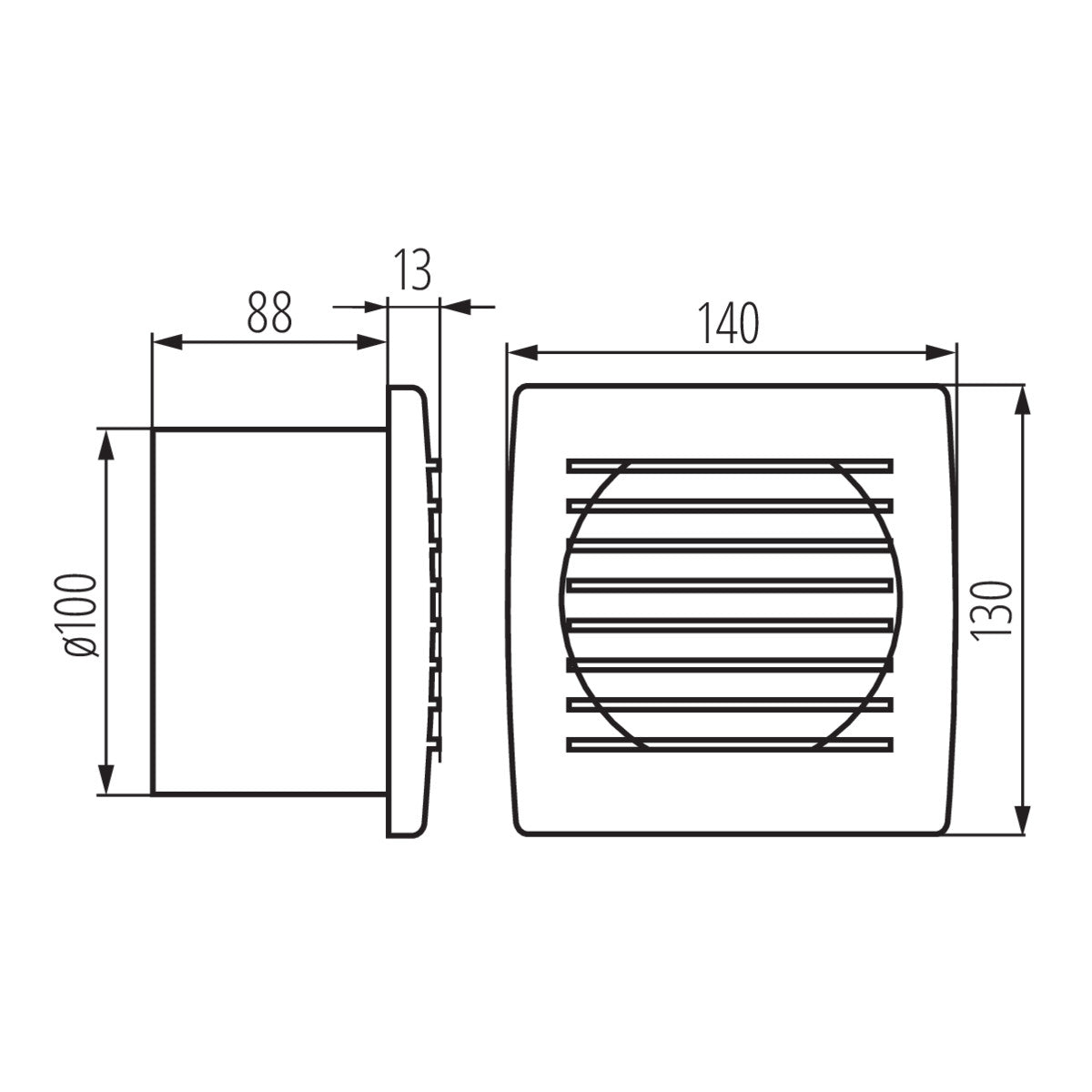 Kanlux CYKLON 4" Inch 100mm Kitchen Bathroom Wall Extractor Fan IPX4 Pull Cord Humidity Timer