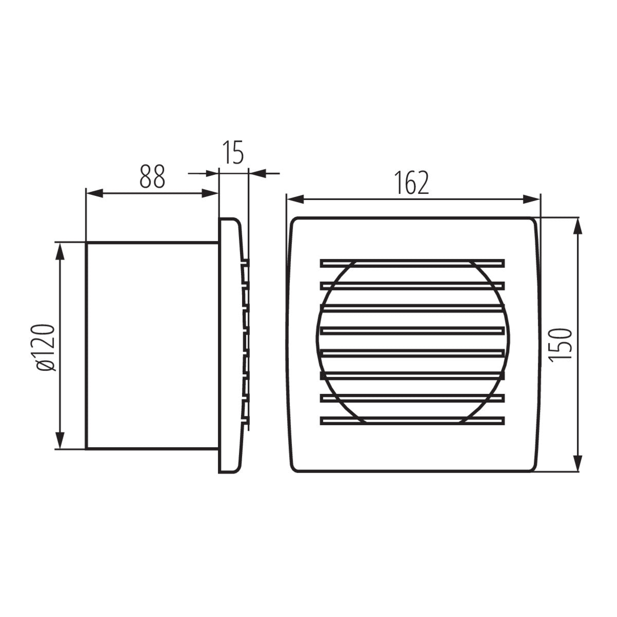 Kanlux CYKLON 5" Inch 120mm Bathroom Dust Extractor Fan IPX4 Adjustable Humidity Sensor Timer