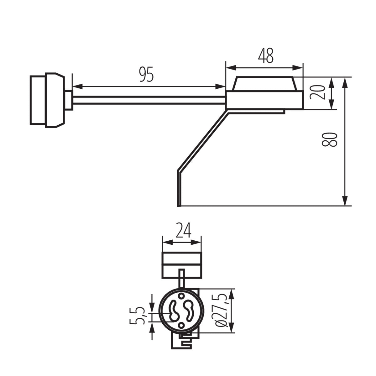 Kanlux BR-GZ10 Ceramic Socket Heat Resistant GU10 Lamp Holder With Connecting Bracket