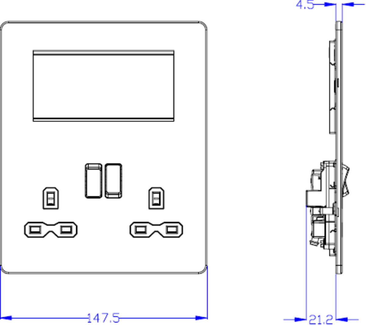 Knightsbridge Screwless Small Multimedia Combination Plate