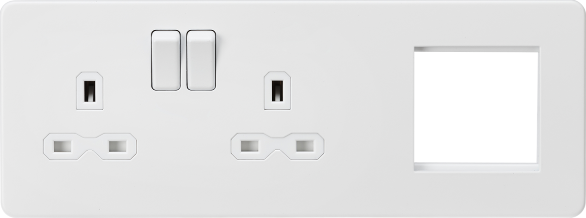 Knightsbridge Screwless 13A 2G DP Socket + 2G Modular Combination Plate