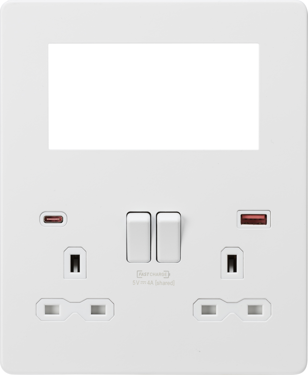 Knightsbridge Screwless Small Multimedia Combination  Plate with FASTCHARGE